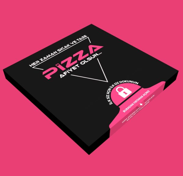 Eko Kilitli Pizza Kutusu Baskılı 100 Adet 42cm X 42cm X 4,2cm